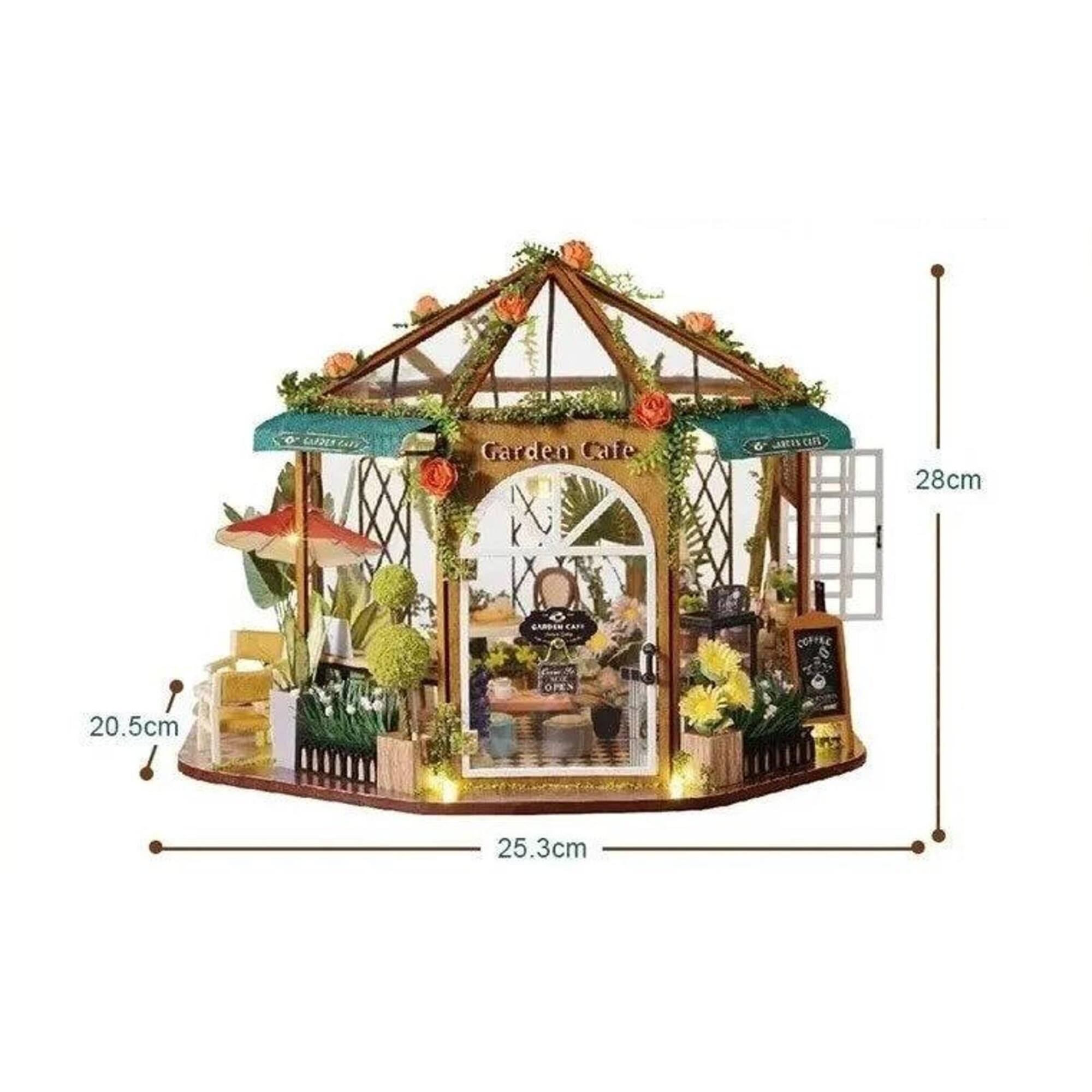 Wizardi Miniature Roombox: Wooden Coffee Shop Dollhouse Kit
